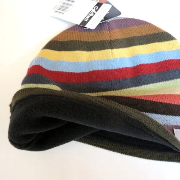 Carhartt Beanie Fleece Lined Earthtone Stripes - Picture 4 of 8